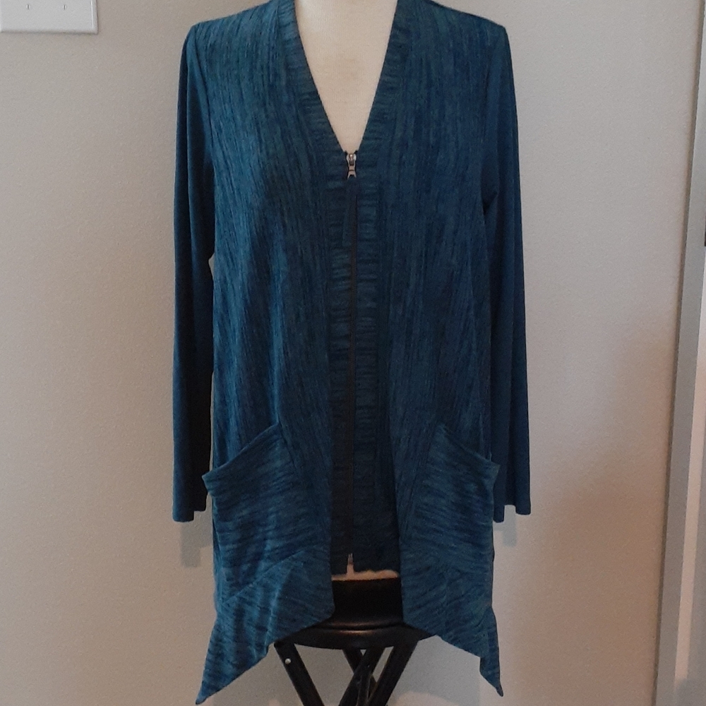 Logo zip front lightweight cardigan